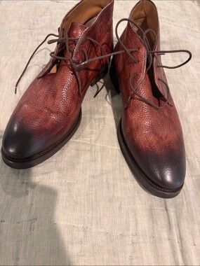 Magnanni Flex 9.5 Men's Leather Lace-Up Boots - Brown Burnished